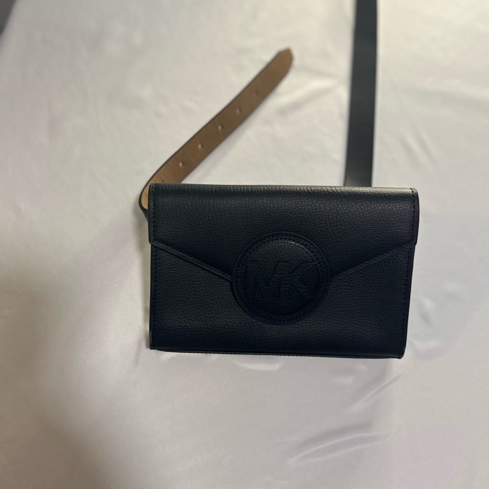 Michael Kors Black and Tan Leather Belt Bag
